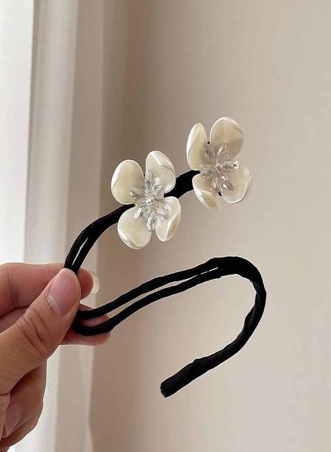 Dwuww 2 Pcs Hair Bun Shining Silver Flowers Deft Bun Ball Hair Clip,Hair Bun Deft Bun for Hair Twister,Tie Dye Deft Bun Hair Bun Hair Accessories for Long Thick Women Girls - Image 3