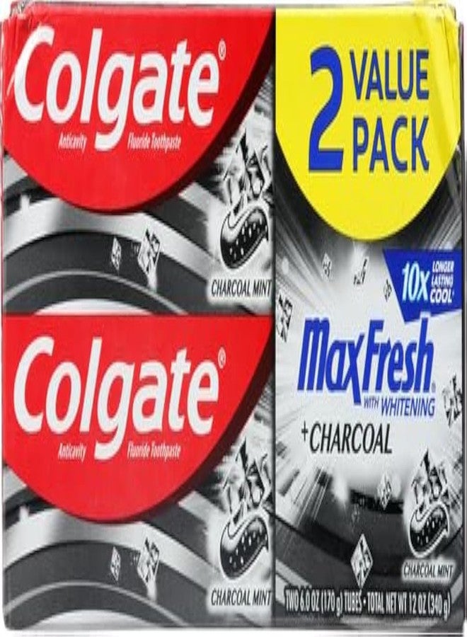 Colgate Max Fresh Toothpaste + Charcoal, Charcoal Mint (6 Ounce, Pack of 2) - Image 1
