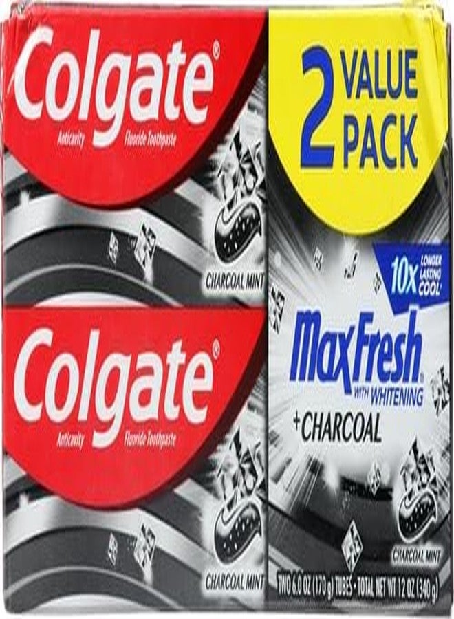 Colgate Max Fresh Toothpaste + Charcoal, Charcoal Mint (6 Ounce, Pack of 2) - Image 2