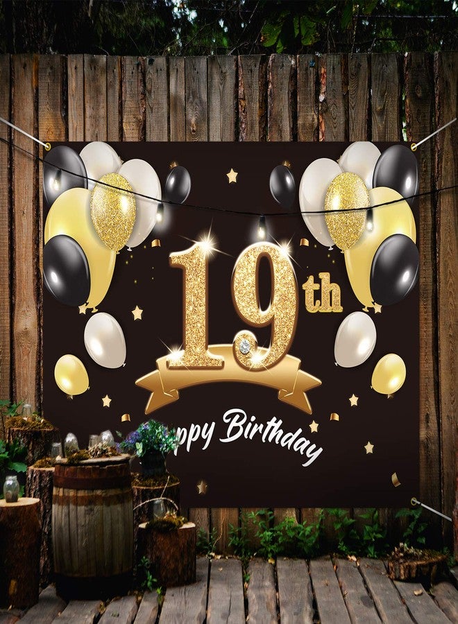 PAKBOOM Happy 19th Birthday Banner Backdrop - 19 Birthday Party Decorations Supplies for Men - Black Gold 4 x 6ft - Image 5