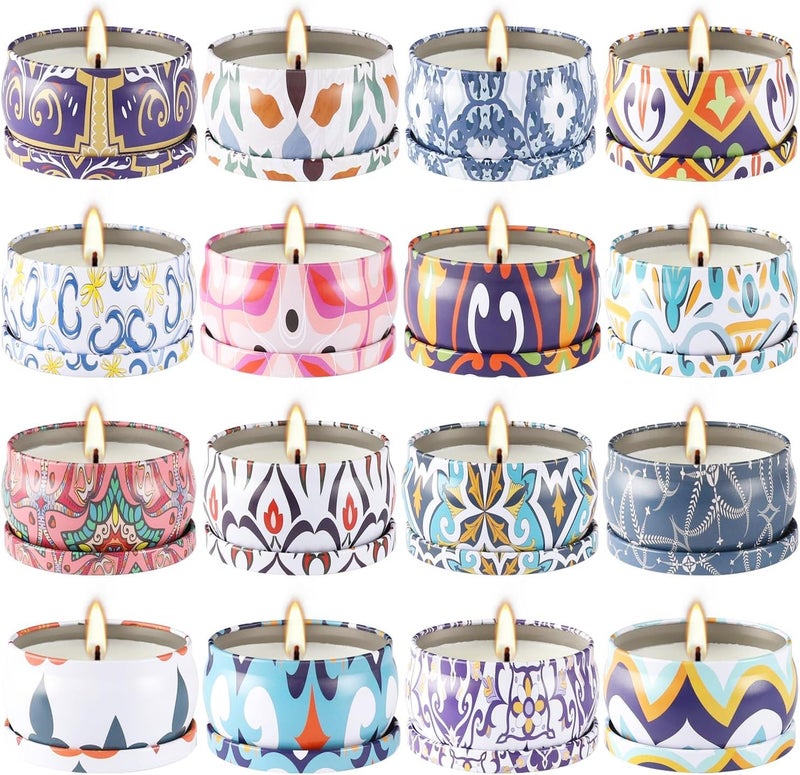 YOROXRG Scented Soy Wax Travel Tin Jar Candles - 2.5 OZ Gifts for Home, Mom - Christmas, Birthday, Thanksgiving, Mother's Day - 16 Pack - Image 1