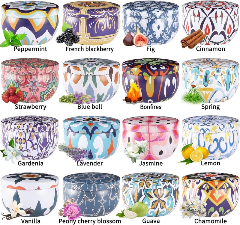 YOROXRG Scented Soy Wax Travel Tin Jar Candles - 2.5 OZ Gifts for Home, Mom - Christmas, Birthday, Thanksgiving, Mother's Day - 16 Pack - Image 2