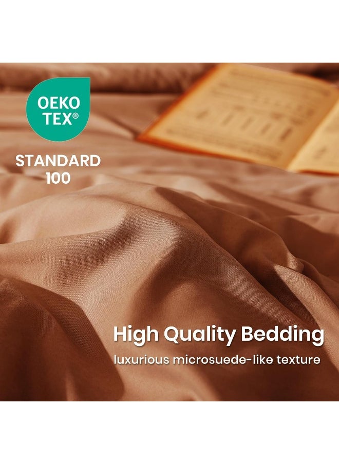 Generic AMBERSPACE Burnt Orange King Comforter Set, Microsuede-Like King Bedding Set as Boho Bedding, Fluffy 3 Piece King Size Bed Set, Modern Farmhouse Comforter Sets  - Image 5