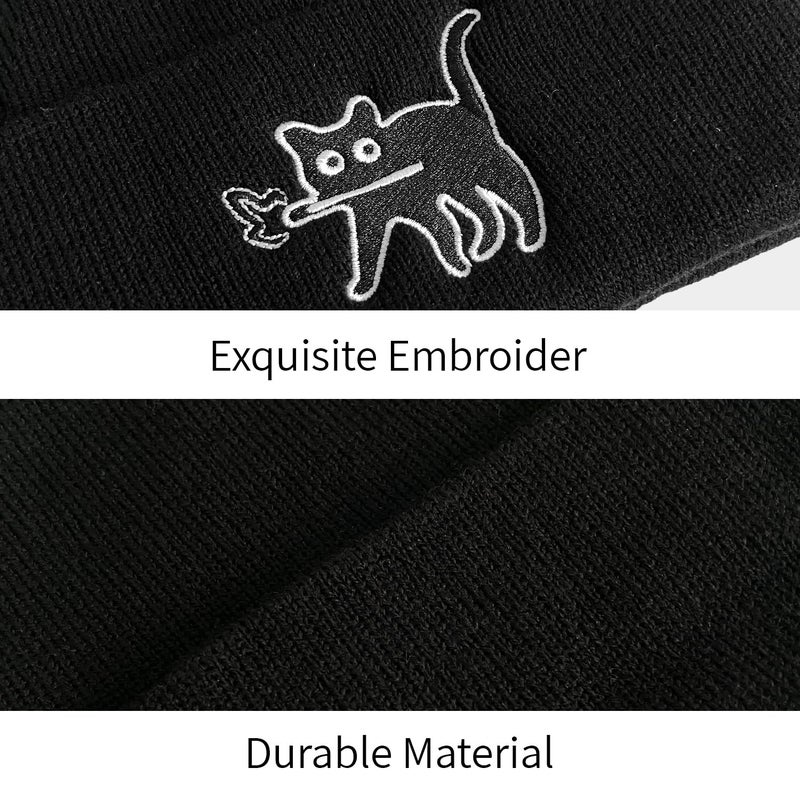 UYDOXCU Funny Cat Beanies, Cute Gothic Cool Cat Knit Hat for Men and Women (Match Cat) - Image 4