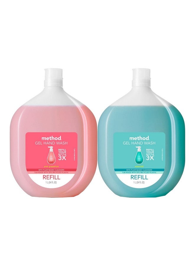 Method Gel Hand Soap Refill Variety Pack Pink Grapefruit Waterfall 34 Oz Each 2 Ct - Image 1