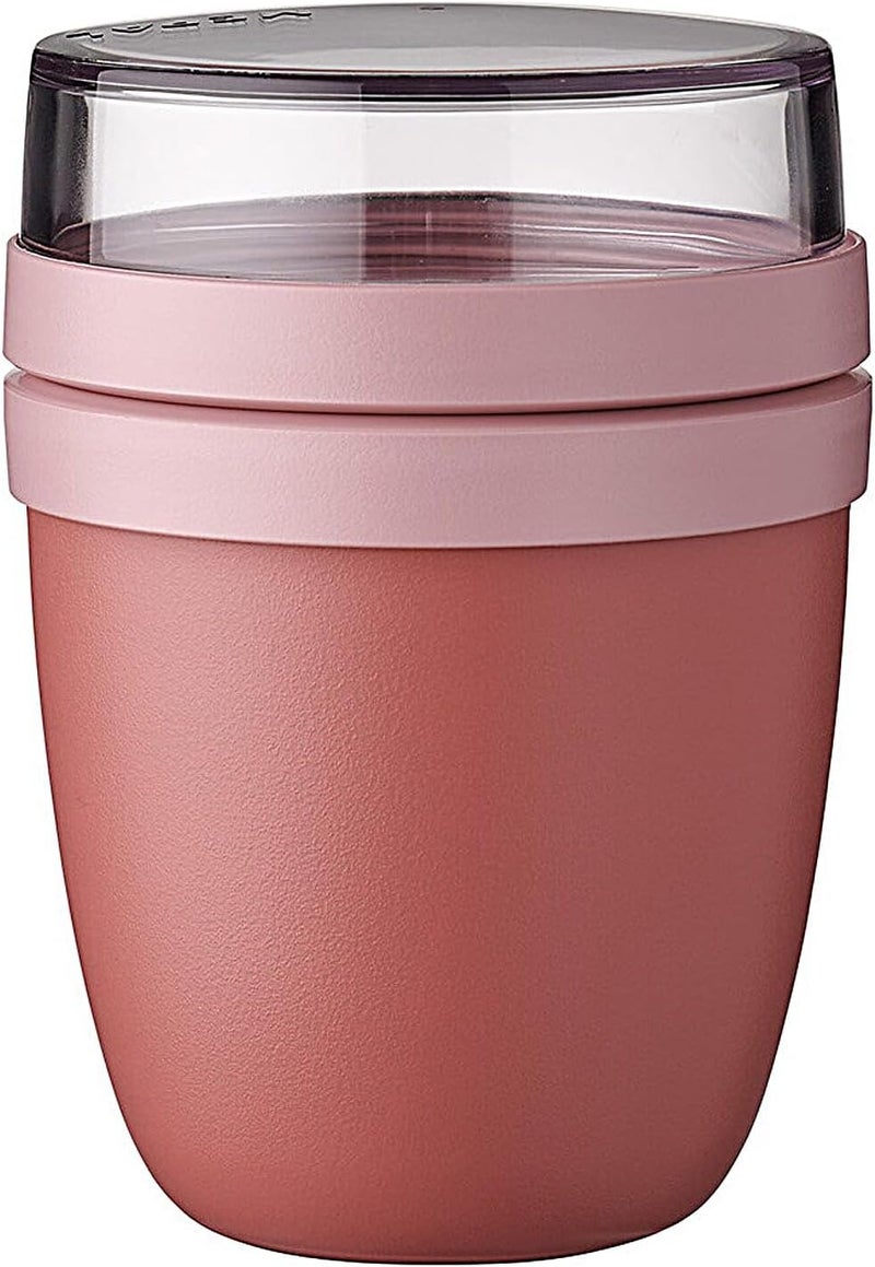 Mepal – Lunchpot Ellipse Mini – Practical Yoghurt Cup & Muesli Cup – Separate Compartments for Yoghurt & Muesli - Suitable for Freezer, Microwave & Dishwasher – 300 ml + 120 ml – Vivid Mauve - Image 1
