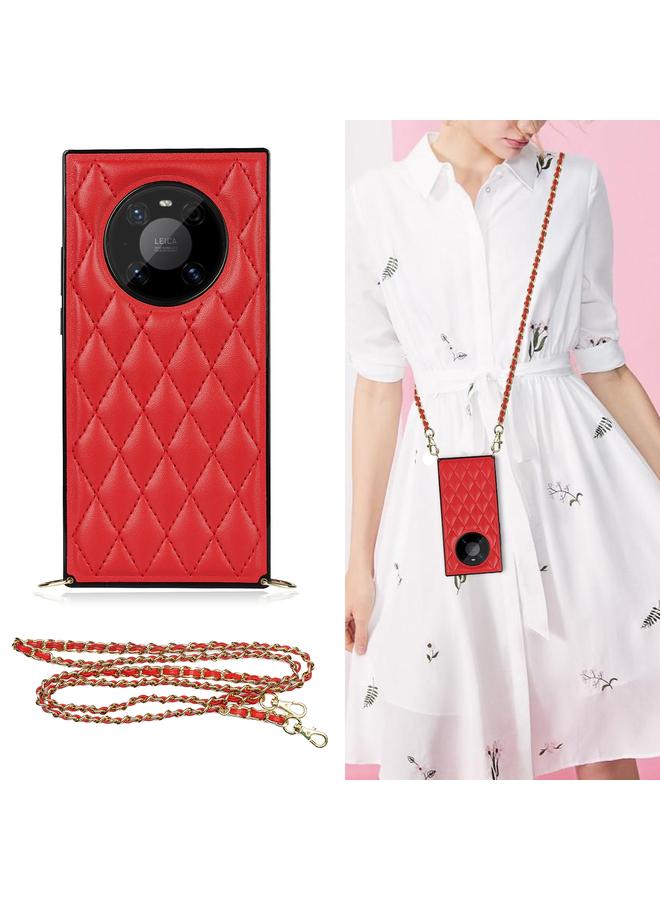 اس-توب جراب لهاتف Huawei Mate 40 Pro أنيق بنمط معيني من جلد الألياف الدقيقة + جراب مقاوم للصدمات من مادة TPU مع حزام كتف سلسلة - Image 1