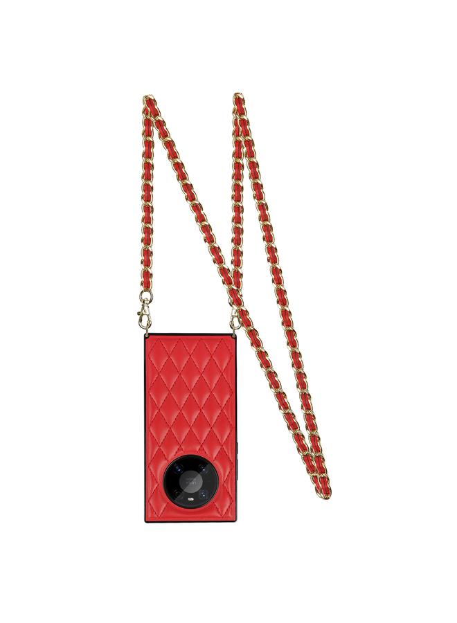 اس-توب جراب لهاتف Huawei Mate 40 Pro أنيق بنمط معيني من جلد الألياف الدقيقة + جراب مقاوم للصدمات من مادة TPU مع حزام كتف سلسلة - Image 2