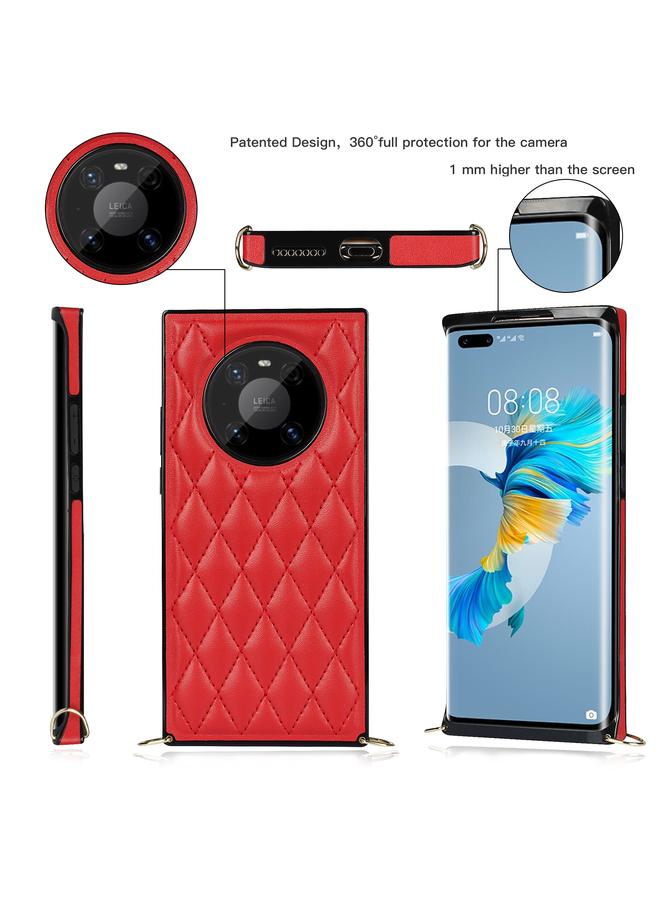 اس-توب جراب لهاتف Huawei Mate 40 Pro أنيق بنمط معيني من جلد الألياف الدقيقة + جراب مقاوم للصدمات من مادة TPU مع حزام كتف سلسلة - Image 3