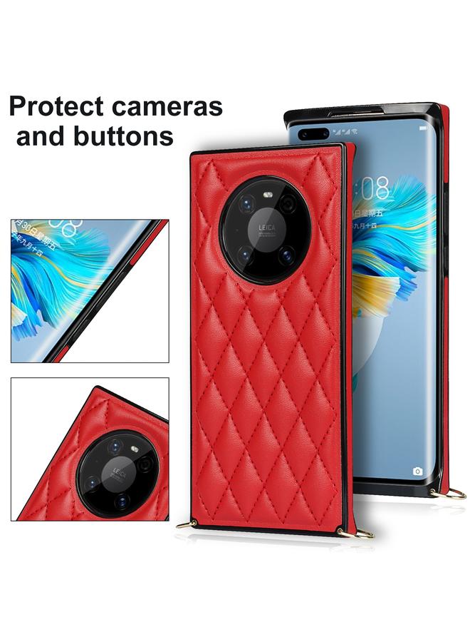 اس-توب جراب لهاتف Huawei Mate 40 Pro أنيق بنمط معيني من جلد الألياف الدقيقة + جراب مقاوم للصدمات من مادة TPU مع حزام كتف سلسلة - Image 4