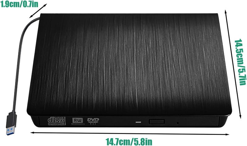 External Optical Disc Drive - High-Speed USB 3.0 Disk Reader, Laptop Disc Burner for Data Transfer Playback Reading Writing Backup | Portable Slim External Drive for Home Office Travel Use - Image 5
