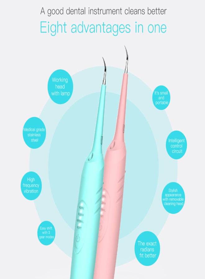 Electric Dental Calculus Remover Tooth Stains Tartar Scraper 2 Cleaning Heads 3 Cleaning Mode with LED Light Portable Whiten Teeth Oral Hygiene - Image 4
