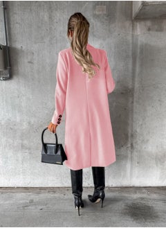 Loquat New Women's Fashion Simple Long Sleeve Lapel Button Wool Overcoat  - Image 2