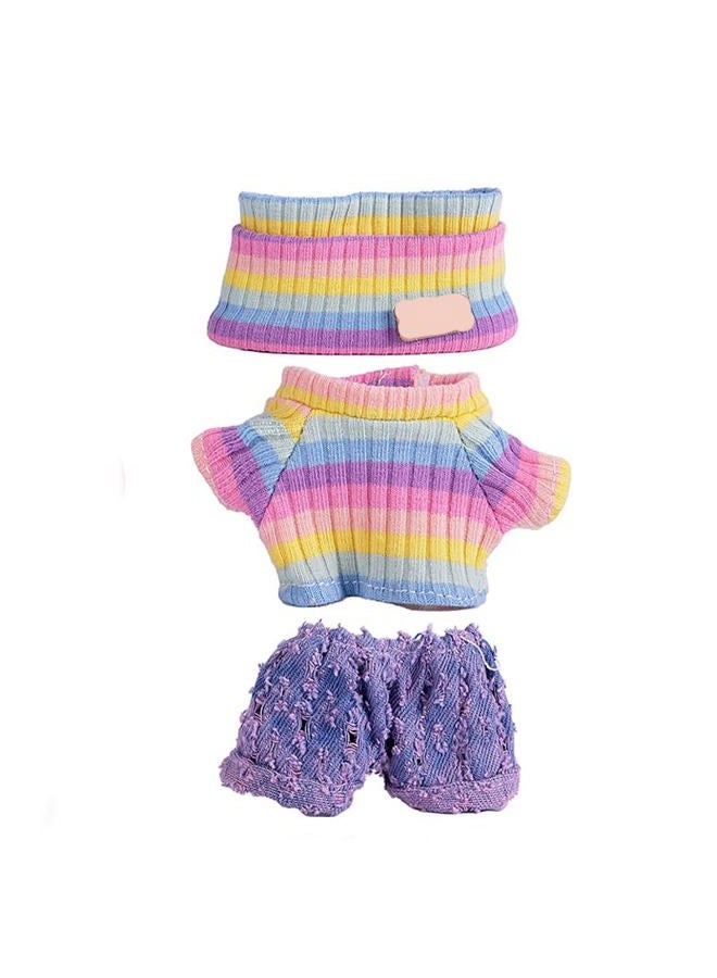 SHUOXUKE Clothes for 17cm Doll (NO Doll),Adorable Outfit ，Handcrafted Clothes Set with Dress Up ,Ropa Accessories Hat + Sweater + Pants (Rainbow + Purple) - Image 2