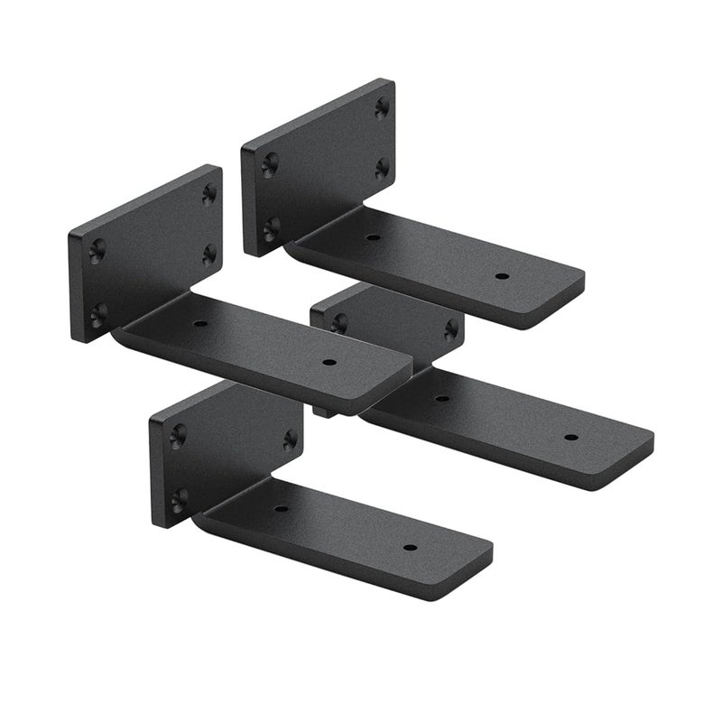 WINKER 4 Pack Shelf Brackets 4 Inch Floating Shelf Bracket 1/5 inch Thick Heavy Duty Hidden Shelf Brackets Iron Metal Brackets for Shelf Support with Screw Included - Image 1