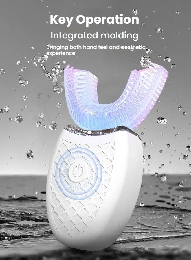 عام فرشاة أسنان كهربائية آليّة للبالغين، ذات شكل حرف U. تعمل بالهبوطات الصوتية المفرطة الصوتيّة لتقليل إكتئاب الأسنان وتجفيفها. هي مقاومة للماء وتصنّع من السيليكون، وهي مناسبة حتى لمن يرتدي قيود الأسنان. - Image 2