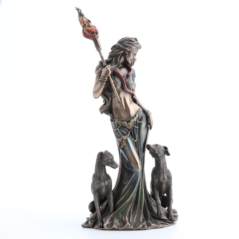 Veronese Design 13 3/8 Inch Hecate Greek Goddess of Magic with her Hounds Cold Cast Resin Sculpture Bronze Finish - Image 2