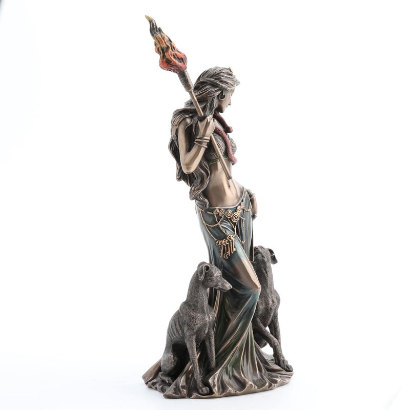 Veronese Design 13 3/8 Inch Hecate Greek Goddess of Magic with her Hounds Cold Cast Resin Sculpture Bronze Finish - Image 3