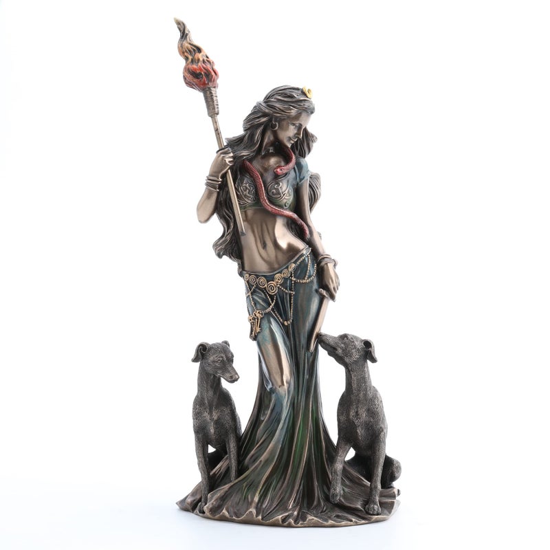 Veronese Design 13 3/8 Inch Hecate Greek Goddess of Magic with her Hounds Cold Cast Resin Sculpture Bronze Finish - Image 1