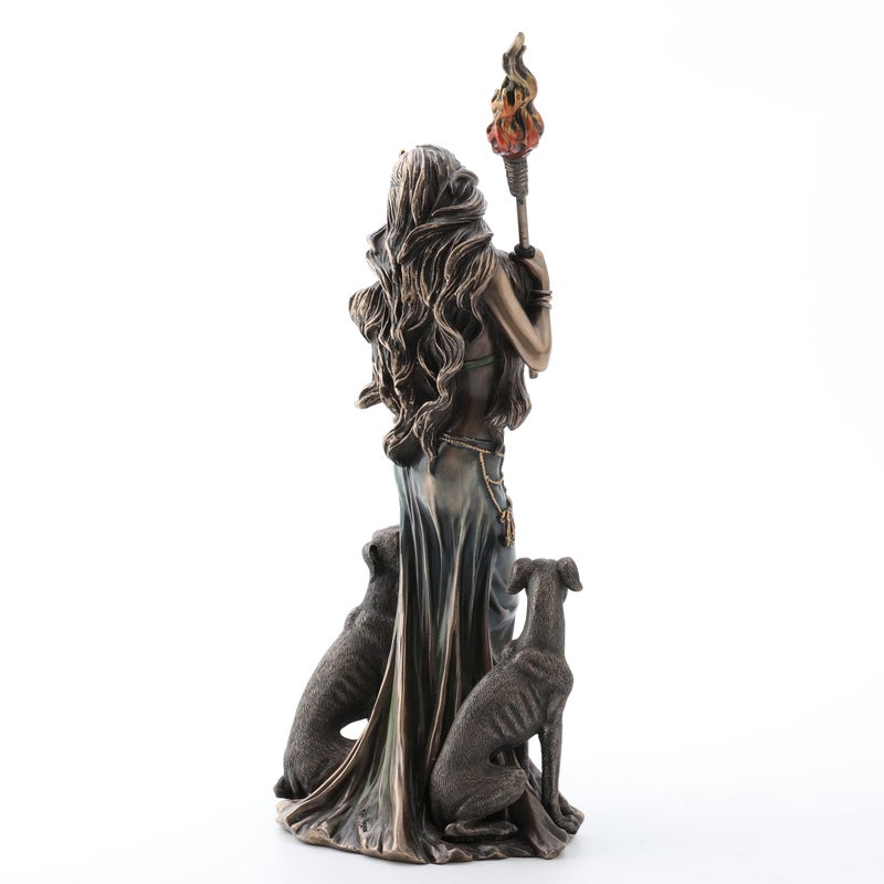 Veronese Design 13 3/8 Inch Hecate Greek Goddess of Magic with her Hounds Cold Cast Resin Sculpture Bronze Finish - Image 4