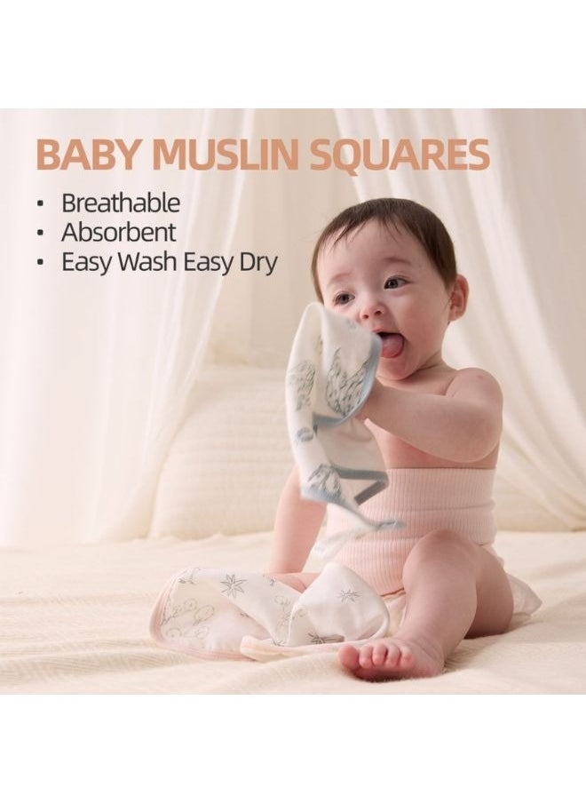 SEEDNUR - Baby Muslin Washcloths, Soft, Breathable, Lightweight and Moisture Absorption 4 Layer Size 10x10 Multi Functional Washcloths, Drooling Towel, Feeding Bibs and Burp Cloths 3pcs/Box - Image 1