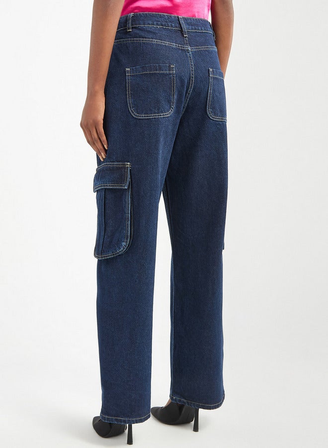 Splash FAV Solid Wide Leg Jeans with Pockets - Image 3