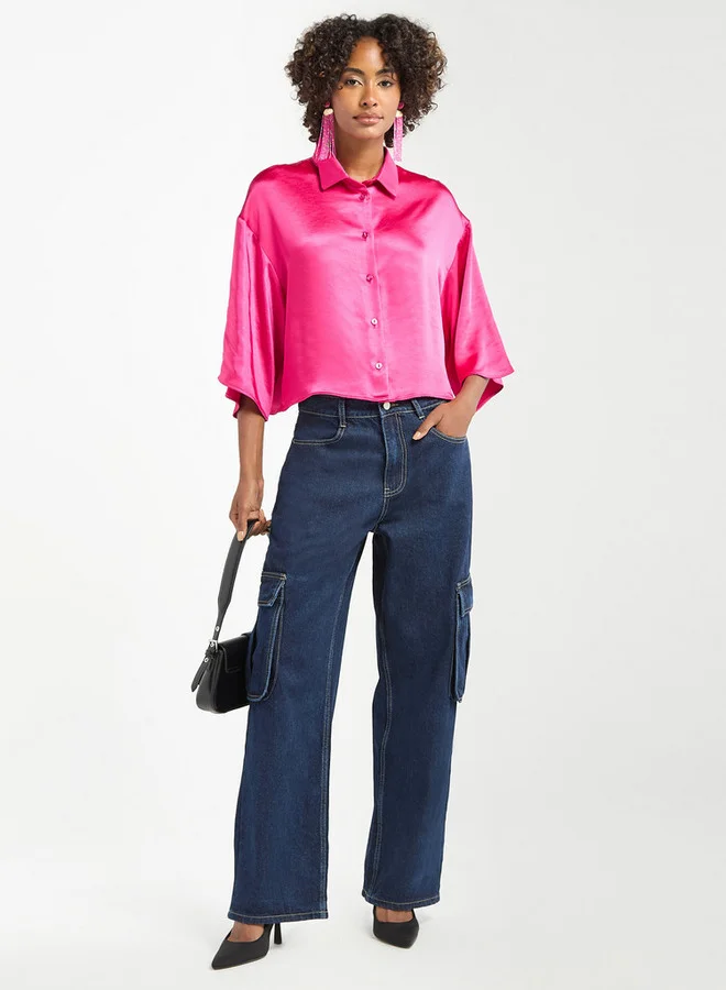Splash FAV Solid Wide Leg Jeans with Pockets