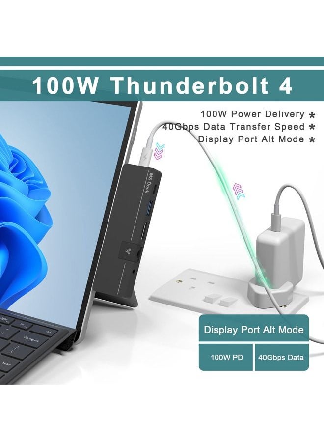 SYOSI - Surface Pro 8 Hub Docking Station with 4K HDMI, USB-C Thunerbolt 4 (Display+Data+PD Charging), USB 3.0, USB C(Data), 100M LAN, Audio, SD+TF Card Slot, Triple Display for Microsoft Surface Pro 8/Pro X - Image 1