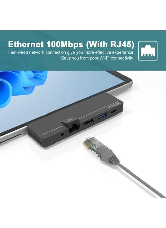 SYOSI - Surface Pro 8 Hub Docking Station with 4K HDMI, USB-C Thunerbolt 4 (Display+Data+PD Charging), USB 3.0, USB C(Data), 100M LAN, Audio, SD+TF Card Slot, Triple Display for Microsoft Surface Pro 8/Pro X - Image 1