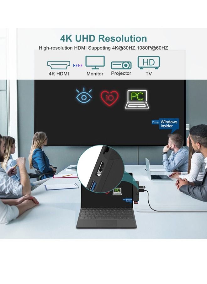 SYOSI - Surface Pro 8 Hub Docking Station with 4K HDMI, USB-C Thunerbolt 4 (Display+Data+PD Charging), USB 3.0, USB C(Data), 100M LAN, Audio, SD+TF Card Slot, Triple Display for Microsoft Surface Pro 8/Pro X - Image 1