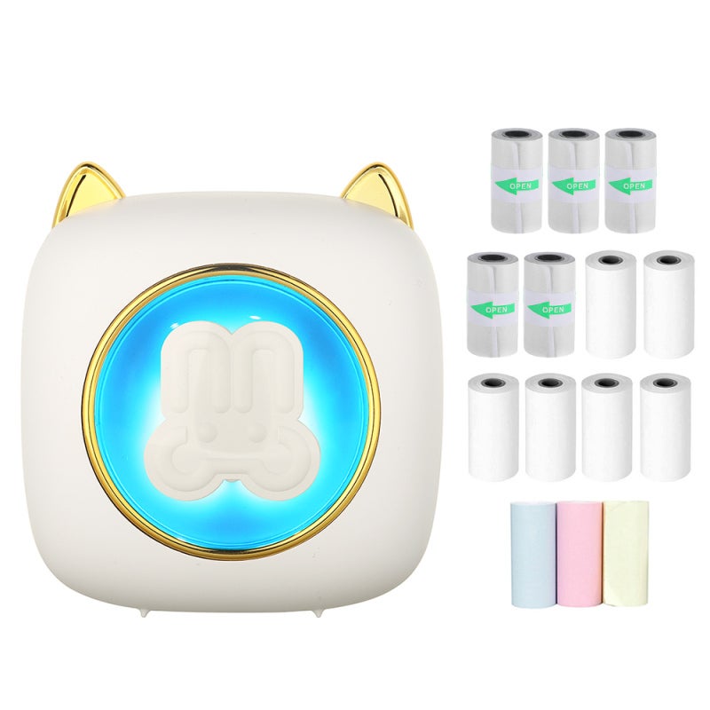 Mini Portable Printer: 203DPI Resolution, 1200mAh Rechargeable Battery - All-in-One Function, Wireless BT 4.0 Connectivity, Cute Pocket Size for Home, Office, Travel, Students, Office Workers - Image 1