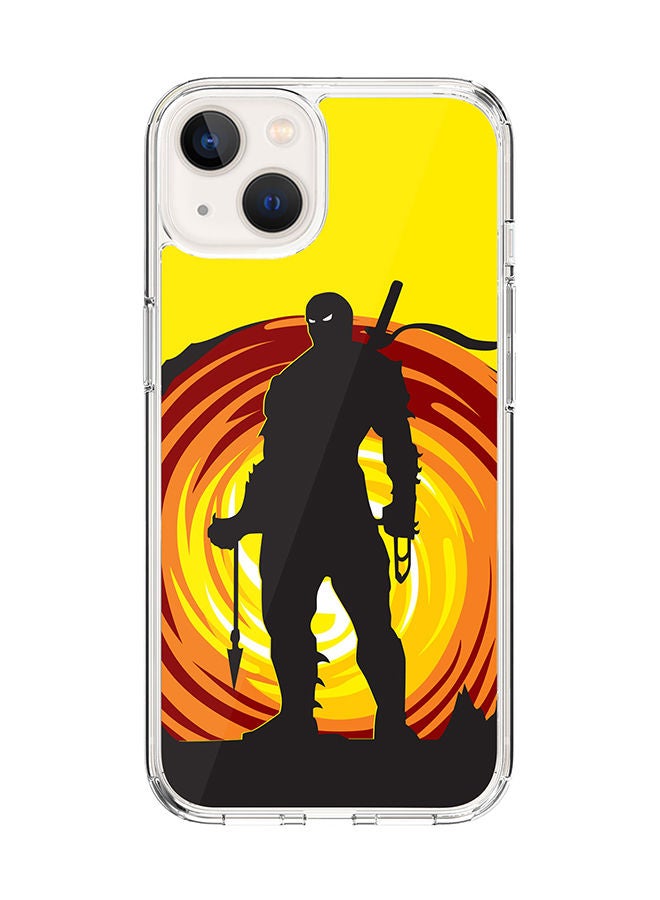 Stylizedd Classic Clear Case for Apple iPhone 14 Hybrid Soft Case Flexible Edges Anti Drop TPU PC Gel Thin Transparent Cover [ Designed for Apple iPhone 14 ] - Ninja Typhoon Full Print - Image 1