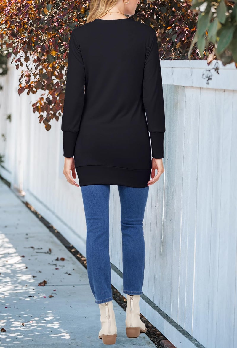 MEROKEETY Women's 2025 Fall Long Sleeve Cardigan Sweater Lightweight Snap Button Down Open Front Casual Outfit, Black, M - Image 4