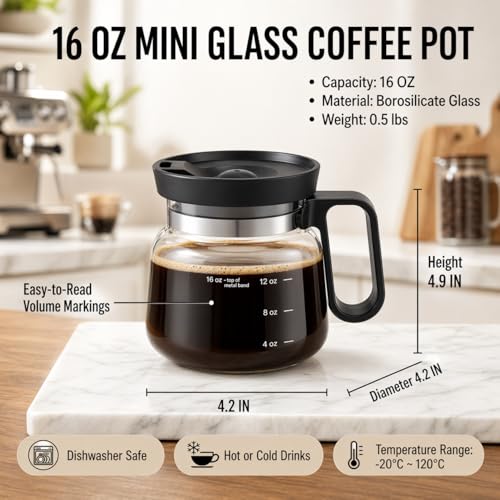 Bohodiy Coffee Pot Mug with Lid, 16oz Glass Mini Coffee Pot Cup, Heat-Resistant Clear Travel Mug, Spill-Resistant Novelty Coffee cup for Office Desk & Coffee Lovers gift - Image 5