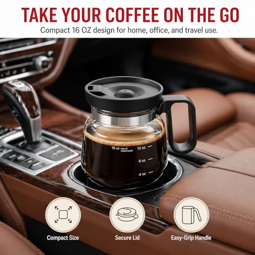 Bohodiy Coffee Pot Mug with Lid, 16oz Glass Mini Coffee Pot Cup, Heat-Resistant Clear Travel Mug, Spill-Resistant Novelty Coffee cup for Office Desk & Coffee Lovers gift - Image 4