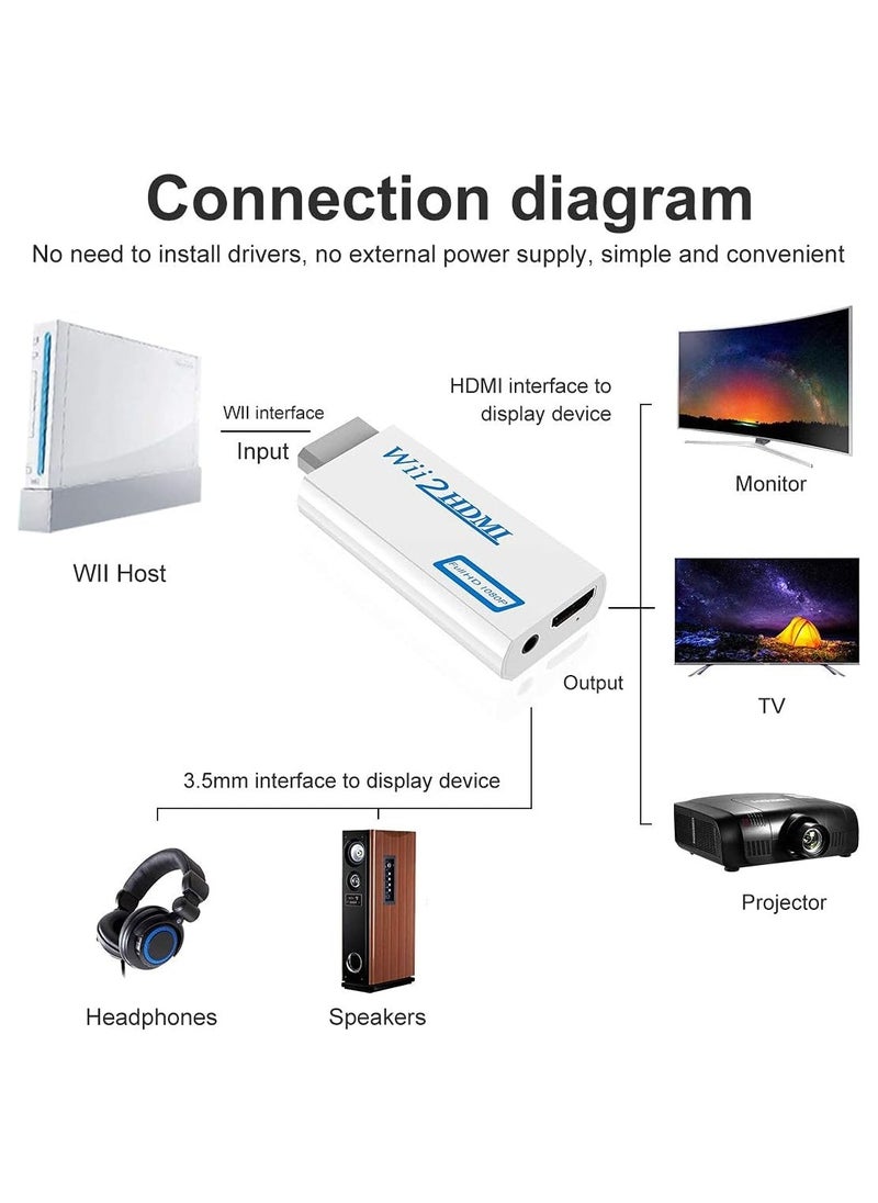VKL - wii to hdmi Adapter,Wii to hdmi Converter,Wii HDMI Adapter with 3.5mm Audio Jack&1080p 720p HDMI Output Compatible with All Wii Display Modes(HDMI Cable Included) - Image 1