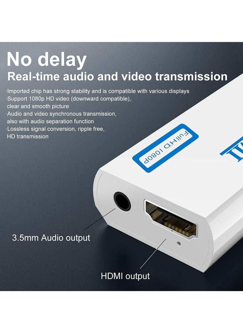 VKL - wii to hdmi Adapter,Wii to hdmi Converter,Wii HDMI Adapter with 3.5mm Audio Jack&1080p 720p HDMI Output Compatible with All Wii Display Modes(HDMI Cable Included) - Image 1
