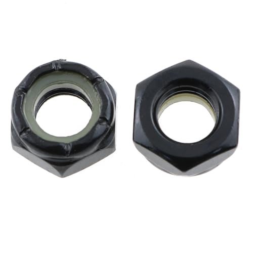 LUORNG 2 Sets Skateboard Side Nut Washer Black Imperial Hex M8 Skateboard Car Nut and Skateboard Axle Washer Suitable for Skateboard and Longboard - Image 2