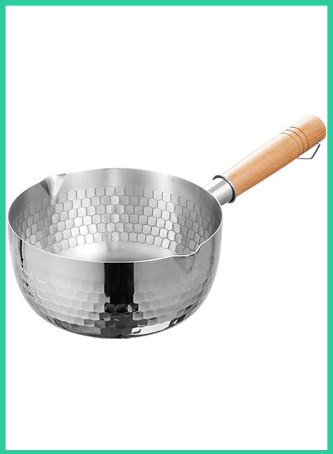أدوات منزلية أنا قدر كسرولة ستانلس ستيل ‎20 سم بمقبض خشبي – وعاء رامن وحليب متعدد الاستخدام | متوافق مع الحث والغاز | أواني طهي الإمارات - Image 1