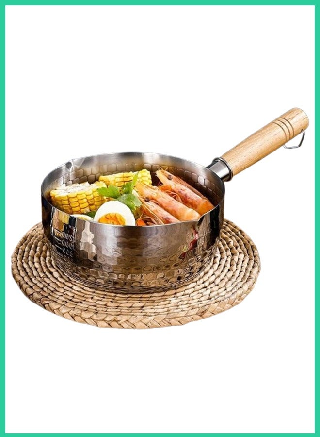 أدوات منزلية أنا قدر كسرولة ستانلس ستيل ‎20 سم بمقبض خشبي – وعاء رامن وحليب متعدد الاستخدام | متوافق مع الحث والغاز | أواني طهي الإمارات - Image 2