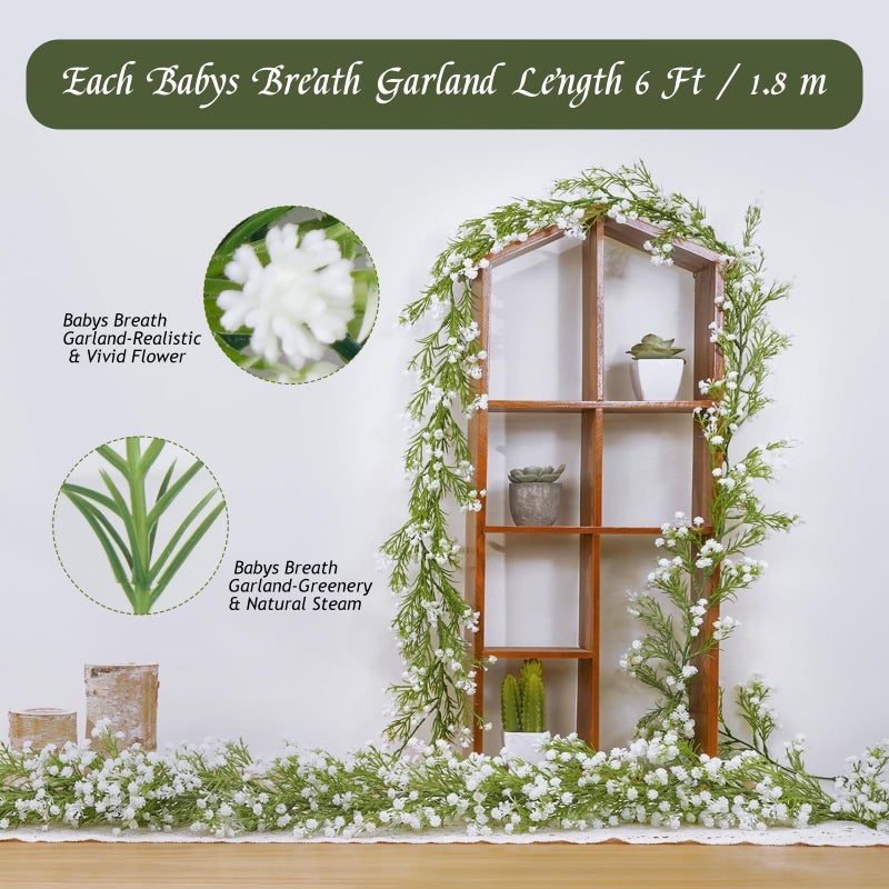 Dolicer 4 Pcs Babys Breath Artificial Flowers Vines  11.8 FT Faux White Hanging Baby Breath Garland  Real Touch Fake Babys Breath Gypsophila for Wedding Party Backdrop Wall Home Decor - Image 4