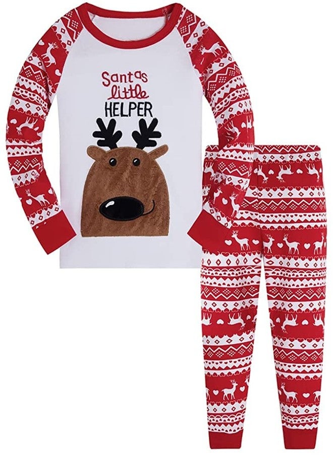 CM-Kid Toddler Boys Christmas Pajamas Set Long Sleeve Sleepwear 100% Cotton Reindeer Pajama Kids Pjs for Boy Clothes Sets Size 7T - Image 1