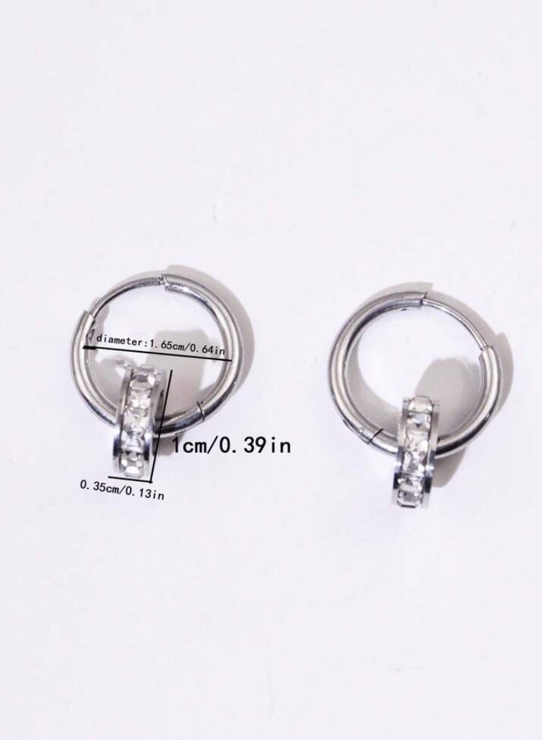 إيكوال حلق اذن نسائي من الاستانلس ستيل دائري باللون الفضي أنيق وعالي الجودة - Image 3