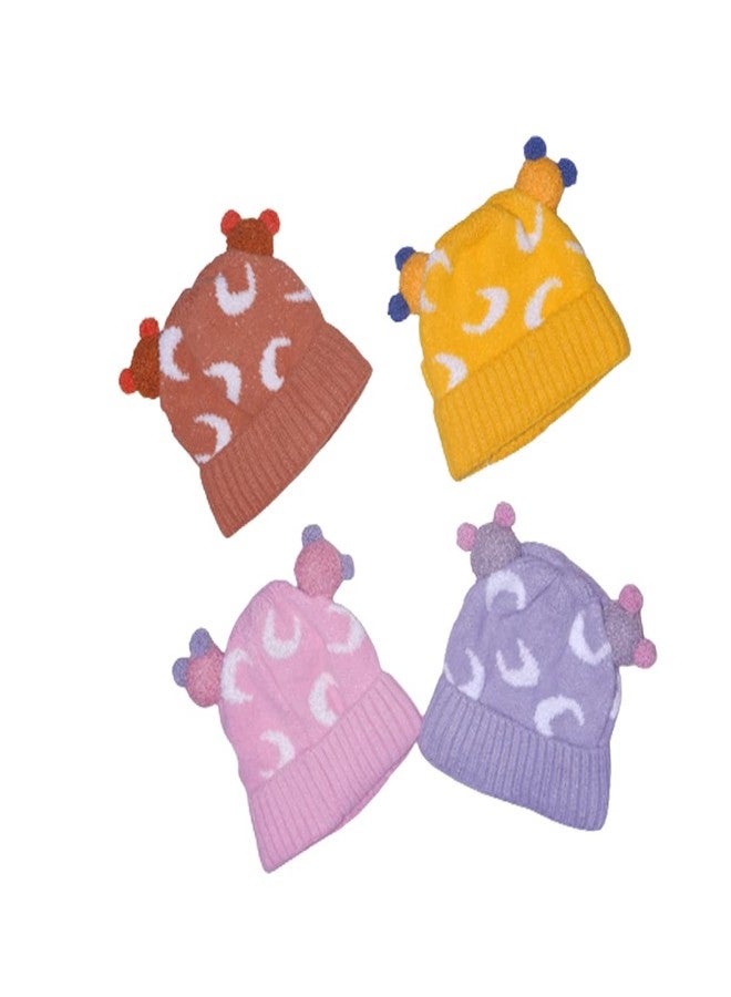 Malvina قبعة مالفينا الشتوية الدافئة المحبوكة للأطفال (الأولاد والبنات) بتصميم ميكي ماوس من الجهتين مع بوم بوم (وردي) - (1-4 سنوات) - Image 3