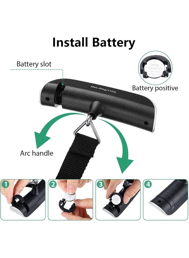MOMENT ميزان أمتعة رقمي معلق محمول باليد مع قفل مفتاح صغير للسفر لحقائب السفر مع شاشة LCD 50Kg/110Lb - Image 5