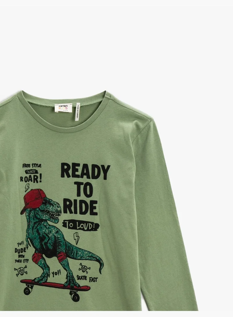 KOTON Printed Sweatshirt Long Sleeve Crew Neck Cotton