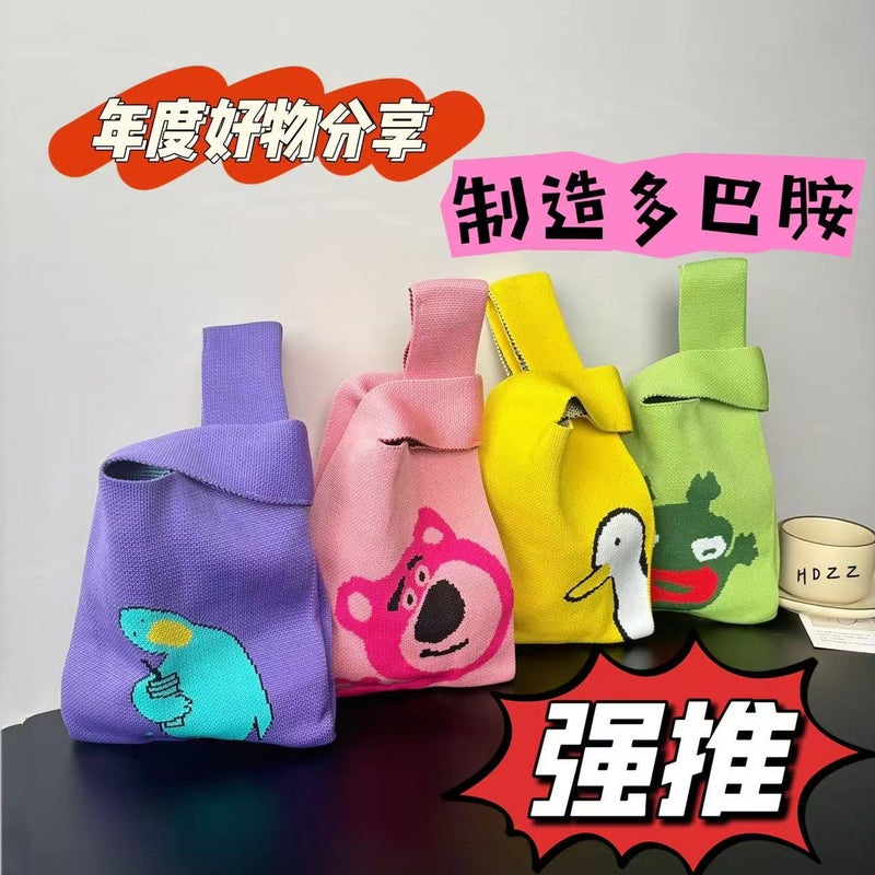 Advanced Sense Knitted Bag New Cartoon Wrist Bag Vacation Bag Handbag Niche All-Match Hand Bag Gift Bag - Image 2