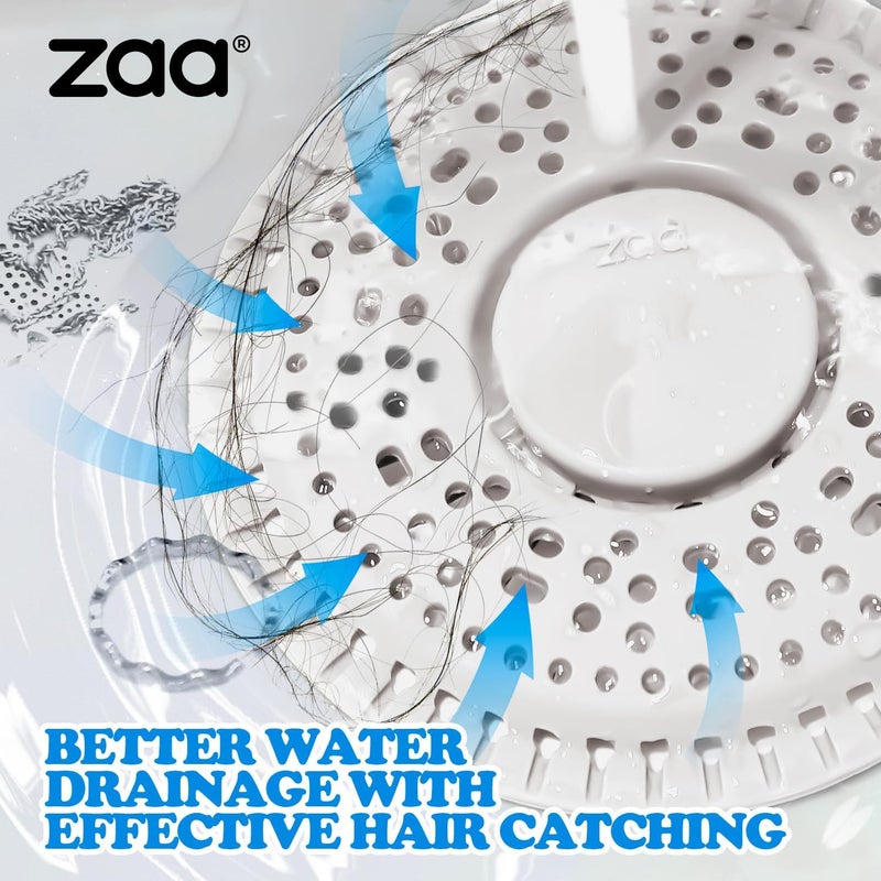zaa Shower Drain Hair Catcher, 2 Pack Premium Silicone Drain Protector & Shower Drain Cover, Shower Installation Kits for Flat Drains of Shower Room, Bathroom, LightGray - Image 2