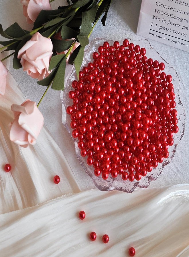 Cusmation 1300Pcs Red Vase Filler No Hole Pearl Beads, 8mm Art Faux Pearls for Crafting, Vase Filler for Centerpieces Wedding Party Decoration, Home Table Decor, DIY Crafts - Image 4
