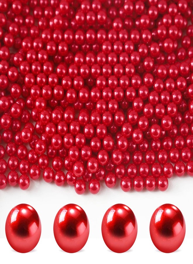 Cusmation 1300Pcs Red Vase Filler No Hole Pearl Beads, 8mm Art Faux Pearls for Crafting, Vase Filler for Centerpieces Wedding Party Decoration, Home Table Decor, DIY Crafts - Image 1
